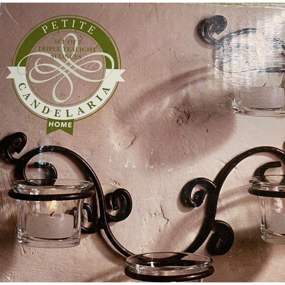 Candelaria Home 2007 Petite Set of 2 Triple Light Sconces Open Box - Picture 3 of 4